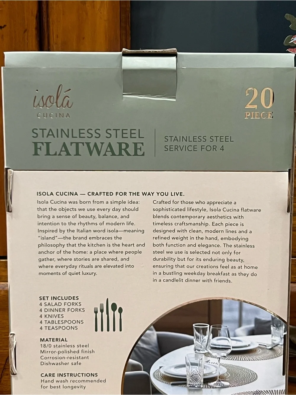 New Isola Cucina 20-Piece Stainless Steel Flatware Set – Service for 4
